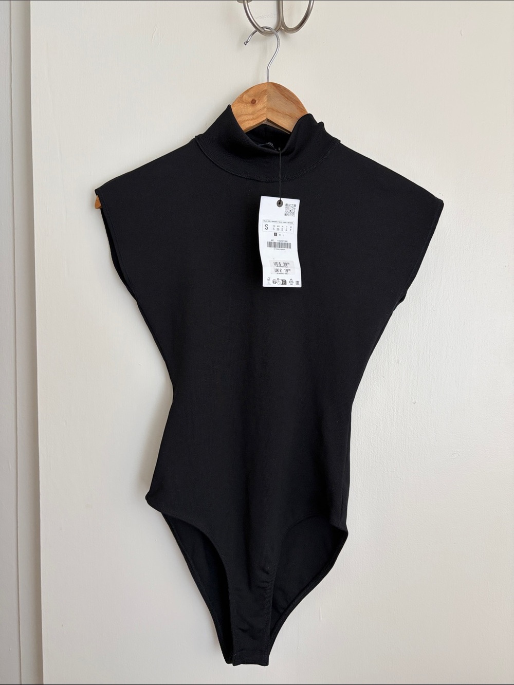 Zara Black Mock Neck Sleeveless Bodysuit